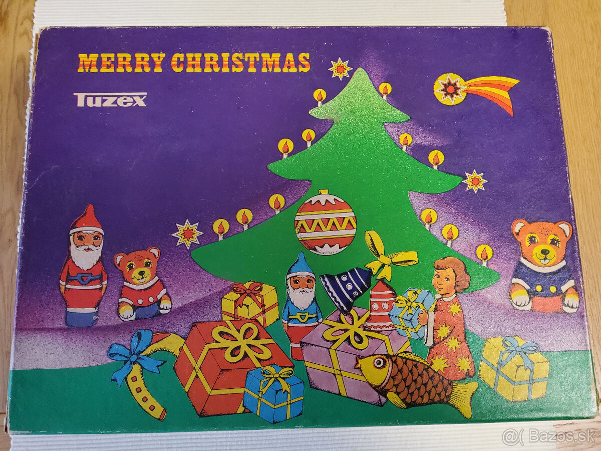 retro vianočné ozdoby, krabica a staniol - 5