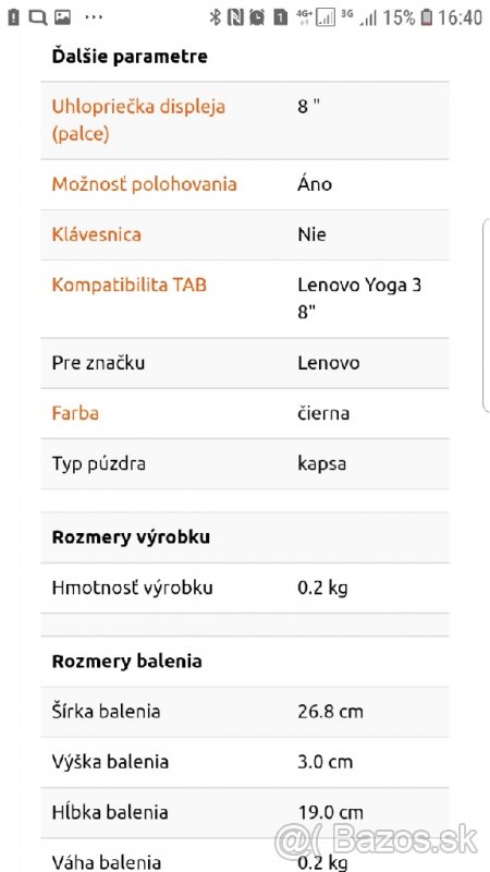 Obal na tablet Lenovo Yoga 3/8" - 5