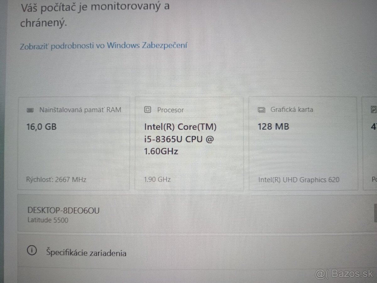 dotykový Dell Latitude 5500 ,Intel® Core™i5,16gb ram ,Win10 - 5