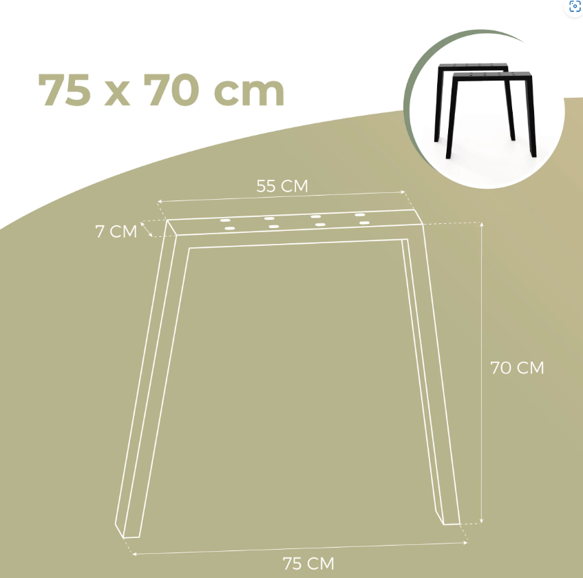 Stolové nohy kovové, čierne 2 ks - 5