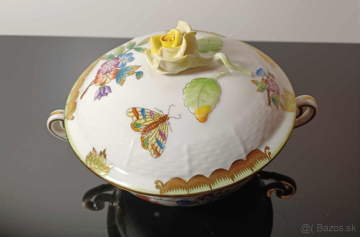 Nádherná porcelánová miska , dóza HEREND top stav. - 5