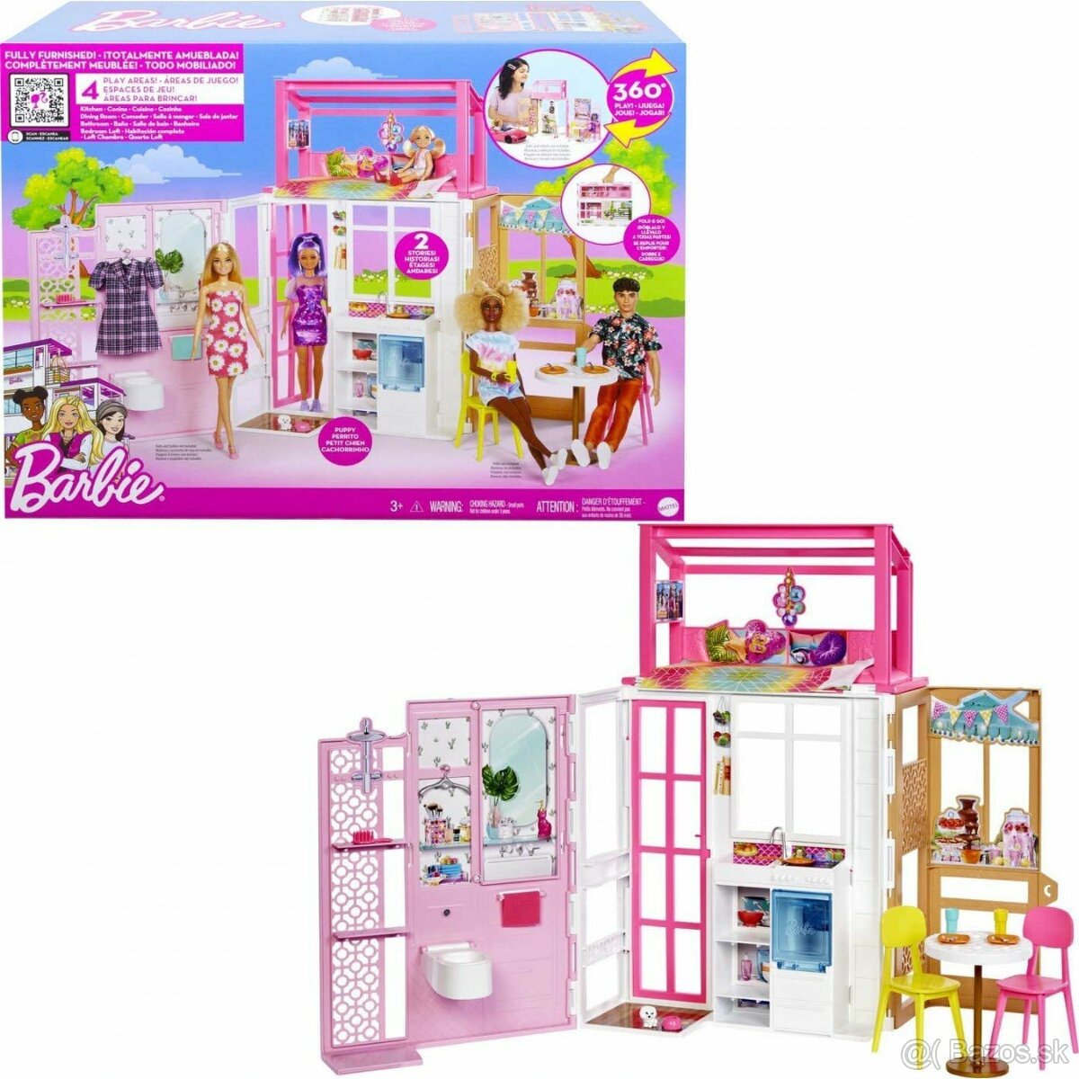 Barbie kozmetický stolík plus domček - 5
