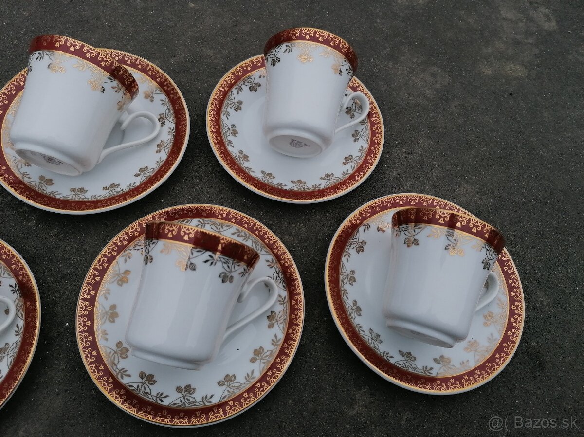 Predám červeno-zlatá porcelánová sada - 5