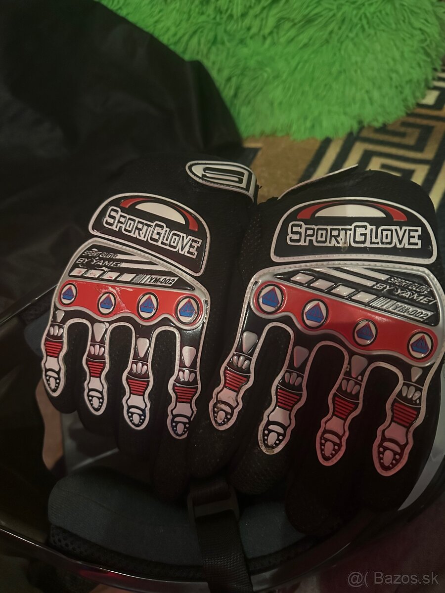 Predám prilbu na motorku motocross + rukavice - 5