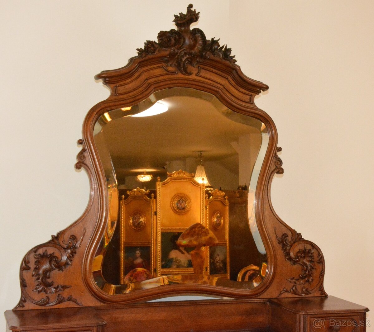 Starožitná řezbovaná toaletka s mramorem - 5