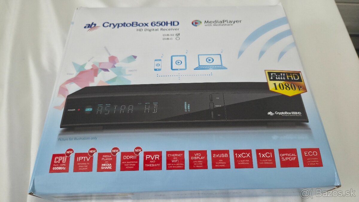Predám setobox AB Cryptobox 650HD - 5