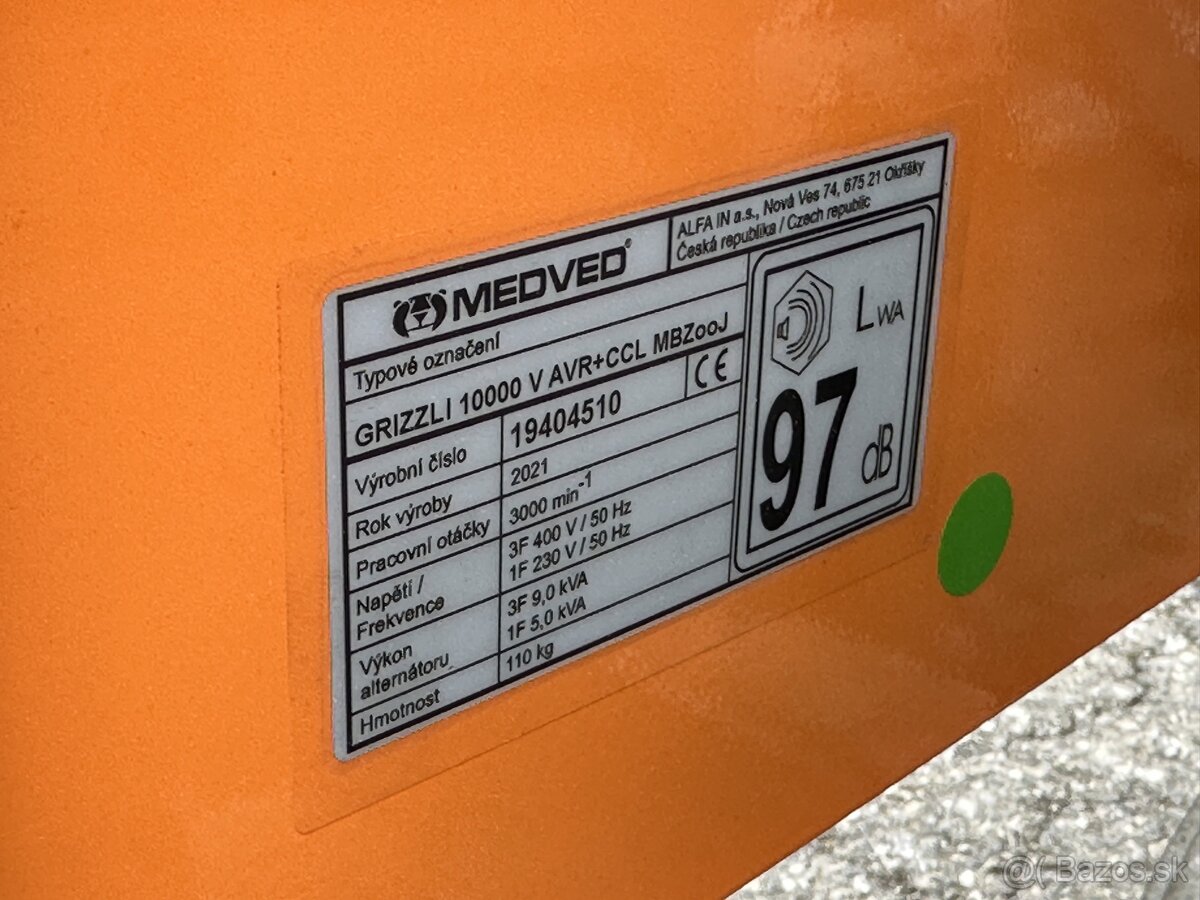 Trojfázová elektrocentrála MEDVED Grizzli 10000 - 5