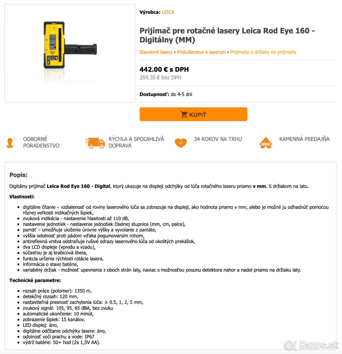 Exterierový rotačný laser Leica Rugby 620 + Rod Eye 160 - 5