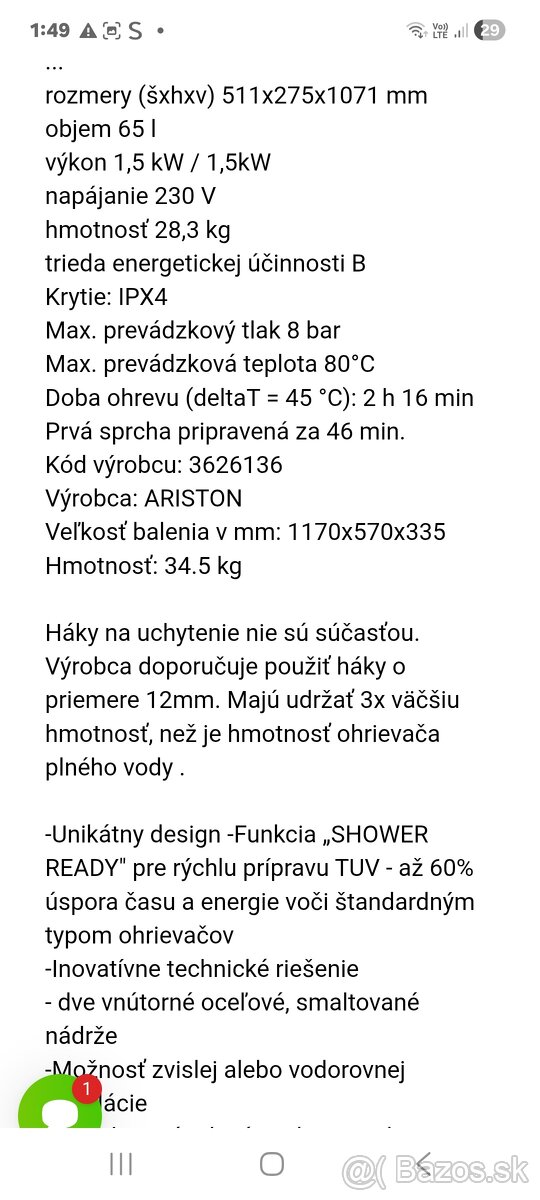 Predam bojler zn.ARISTON VELIS PRO 80 - 5