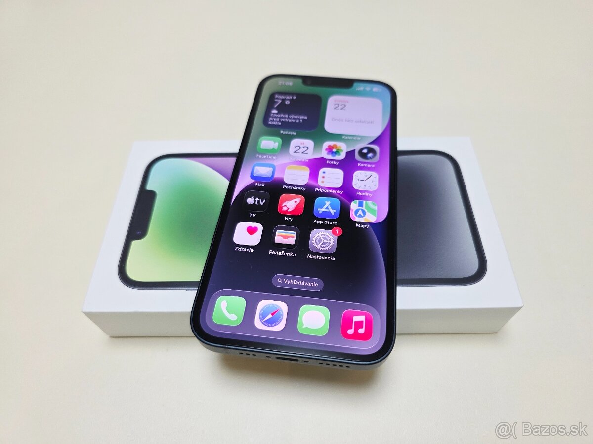 Apple iPhone 14 128gb MIDNIGHT,ZÁRUKA,BATERKA 100% - 5