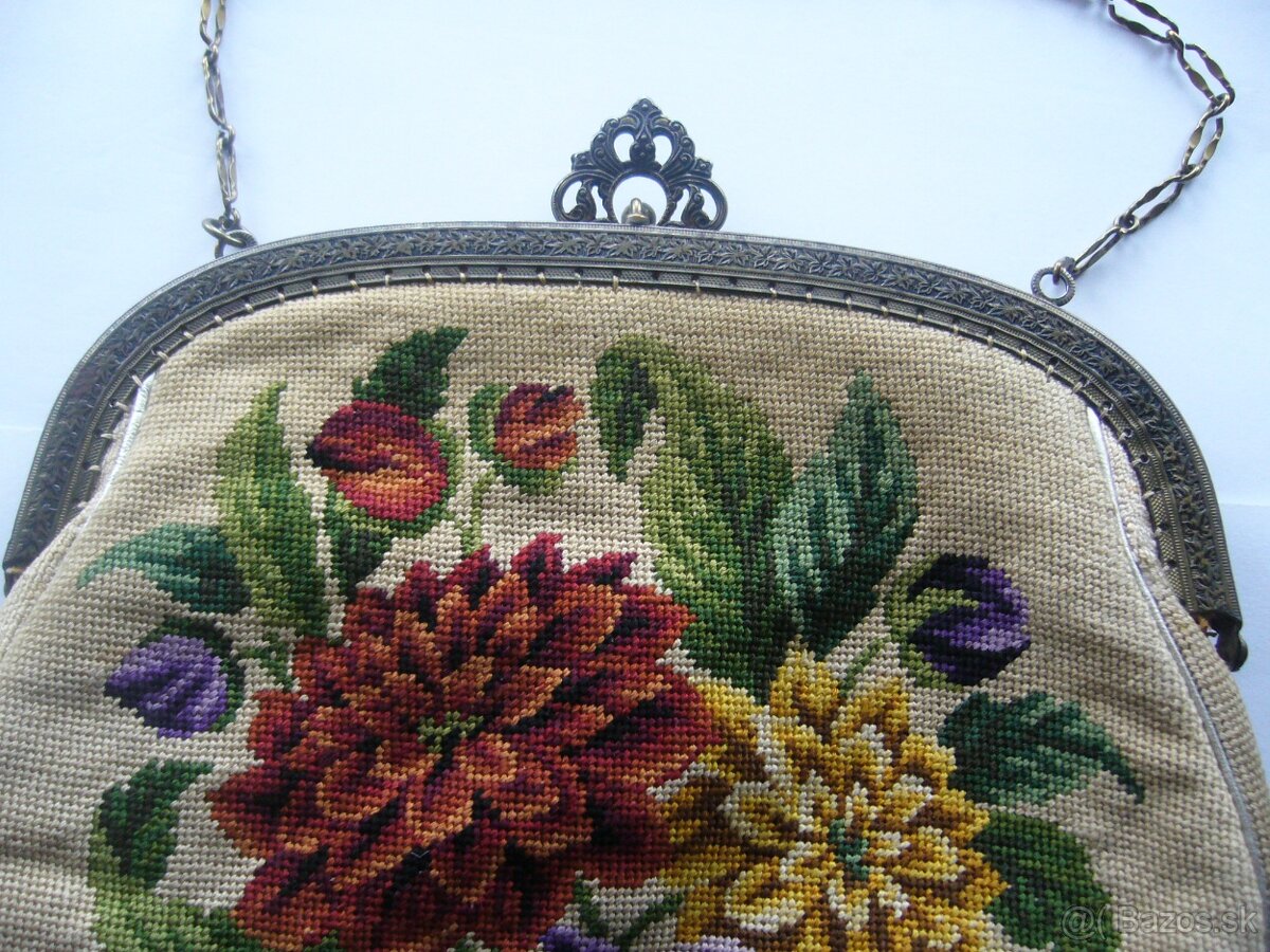 Starožitná gobelínová kabelka - 5