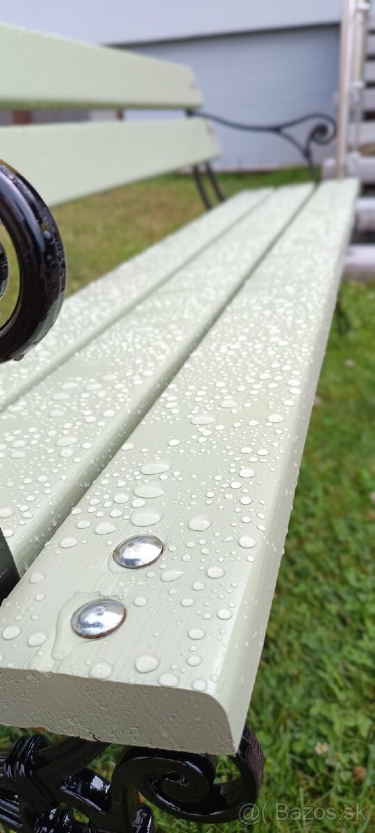 Retro záhradná lavička Green - 5