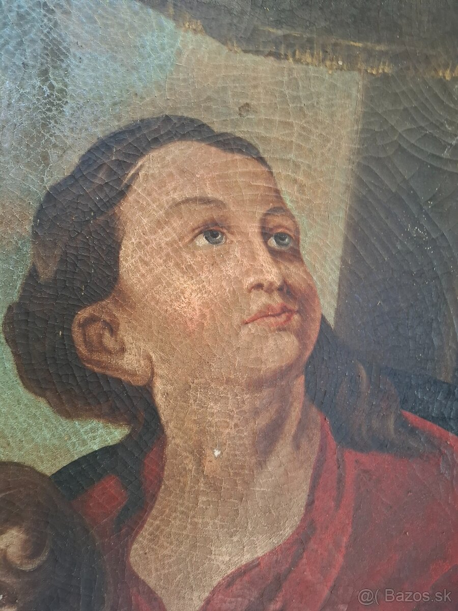 Predám starožitný obraz poškodenie Viď foto 100cm x 73cm 350 - 5