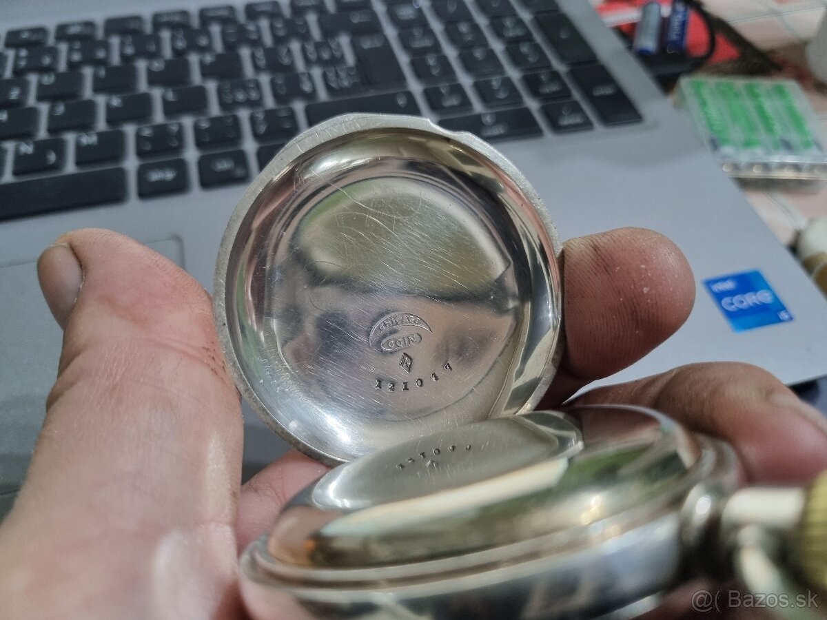 Velké,strieborné vreckové hodinky. - 5