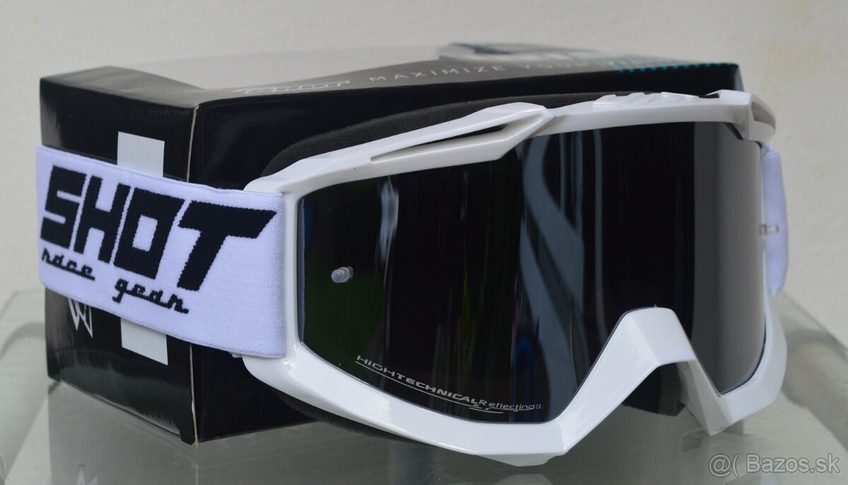 SHOT helma prilba červená matná, okuliare - 5