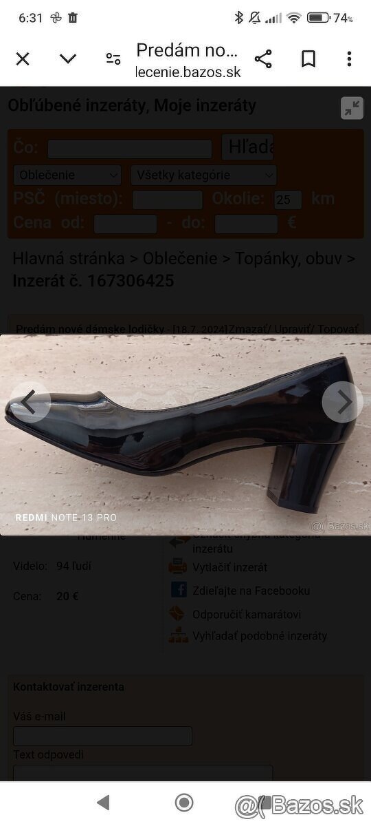 Predám dámske lodičky veľkosť:41 - 5