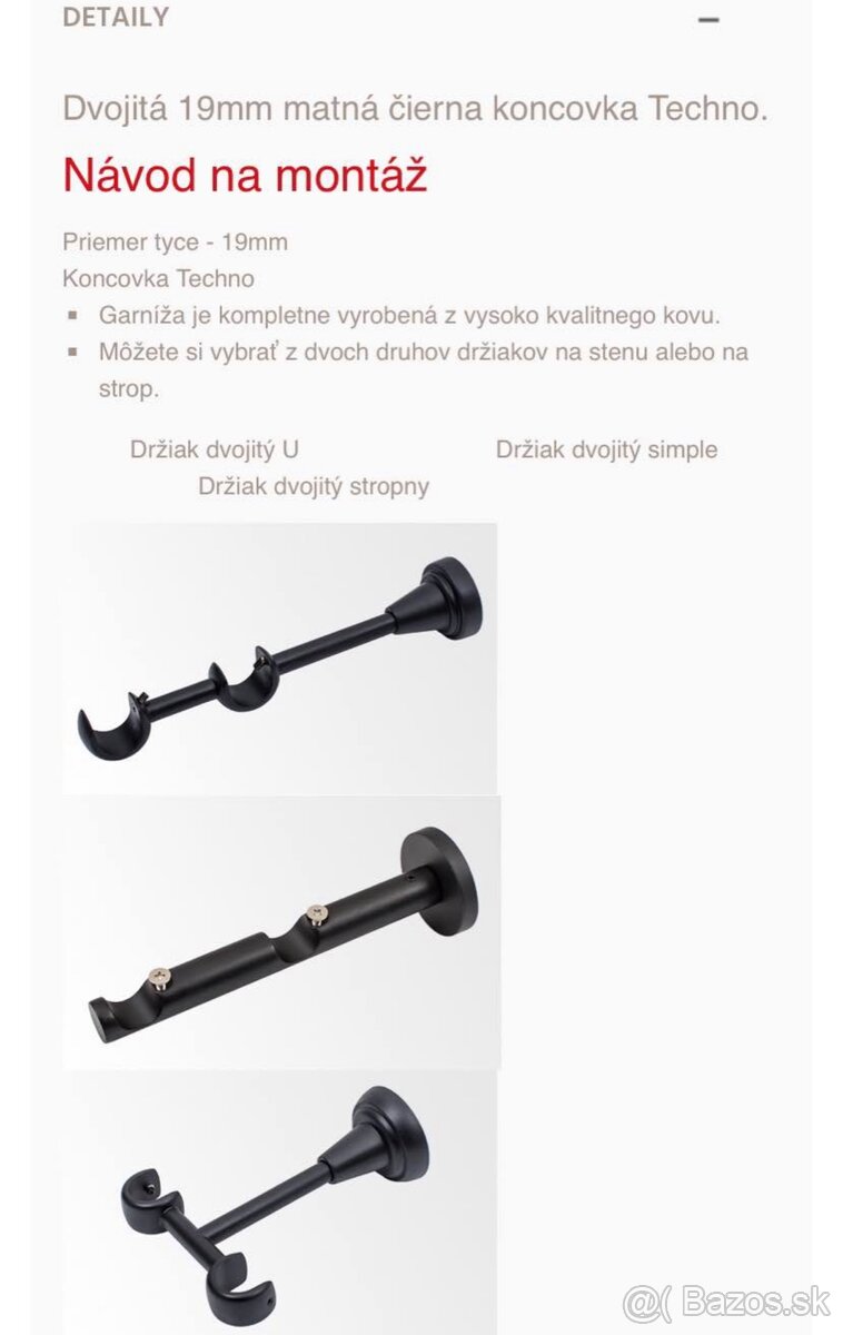 Dvojitá čierna matná garniža 2ks - 5