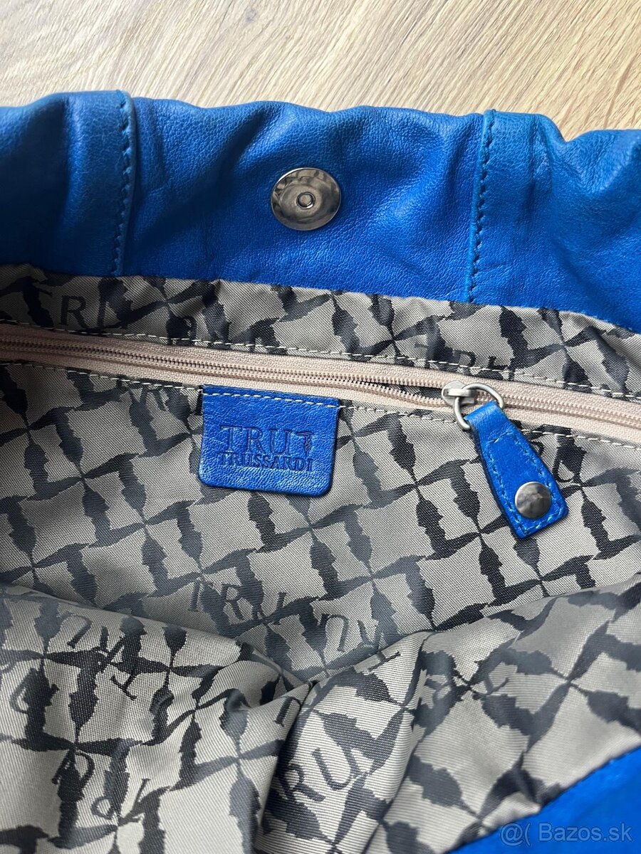 Modrá kožená kabelka Trussardi - 5