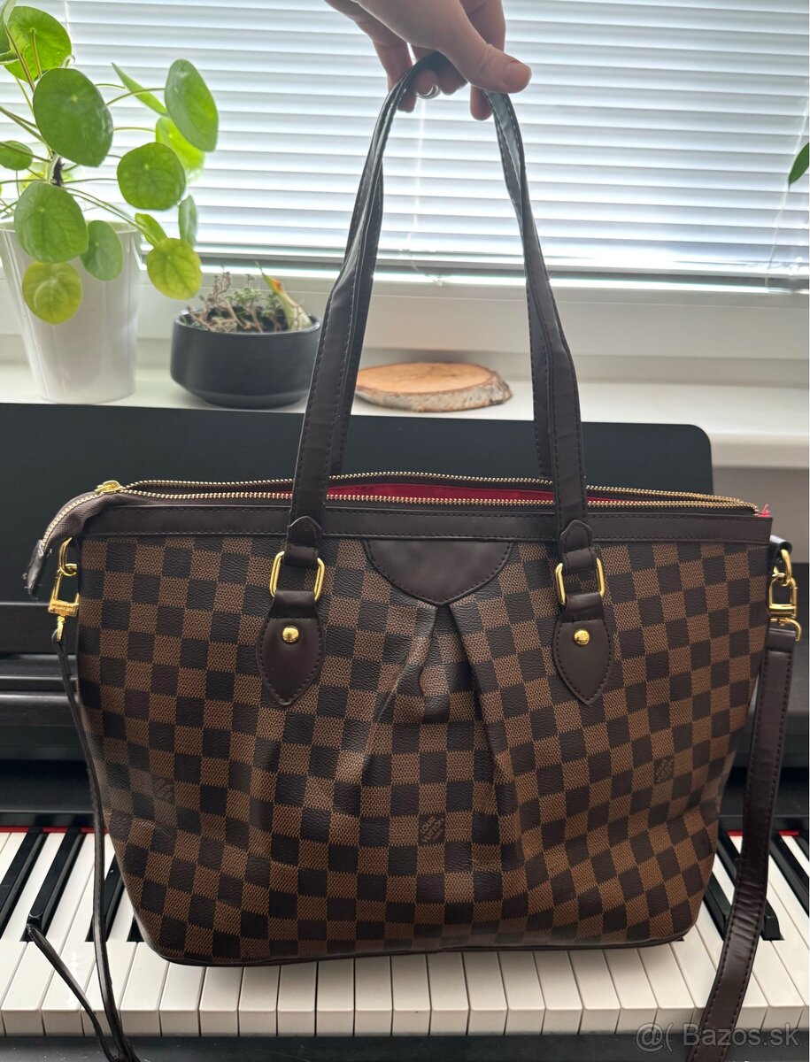 Veľká kockovaná hnedá kabelka na plece aj crossbody - 5