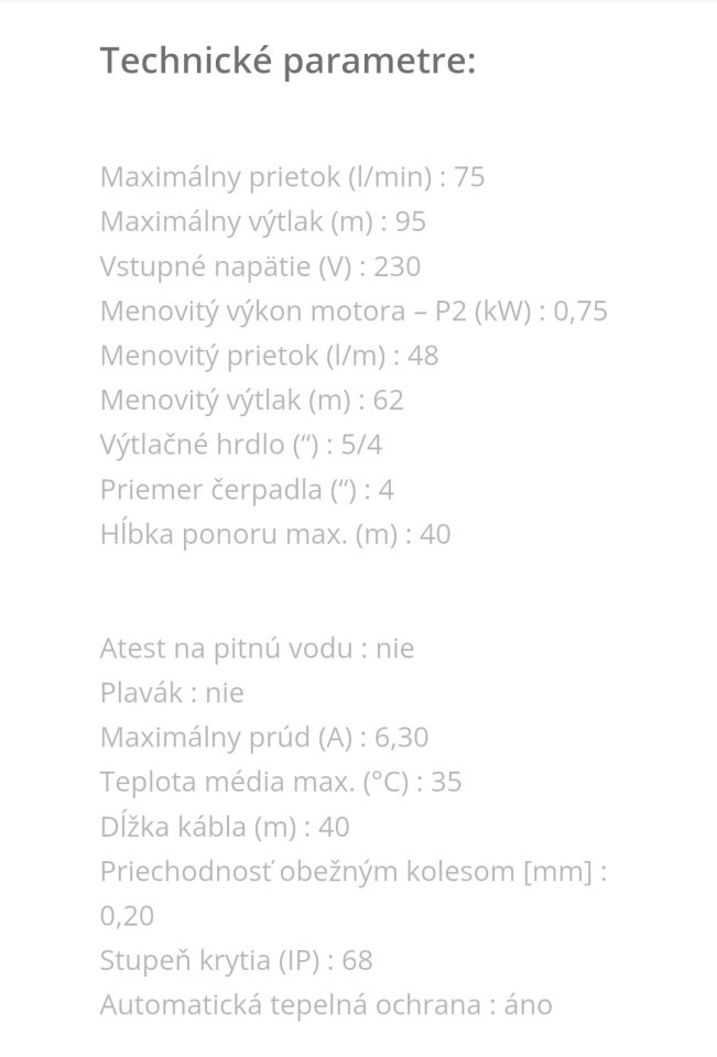 Ponorné čerpadlo 4STM214 – 0,75kW, 40m kábel - 5