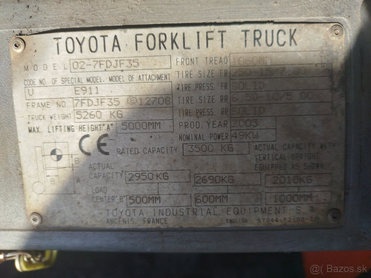 VZV Toyota Forklift 52-8FD JF 35 - 5