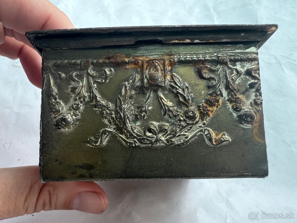 Starozitna secesna vyse 100 rocna skatulka sperkovnica - 5