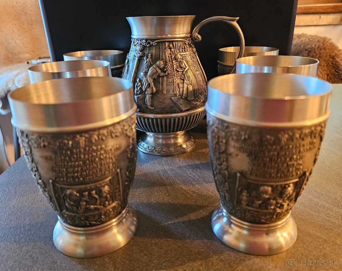 Predám sadu cinovych pohárov s dzbanom - 5