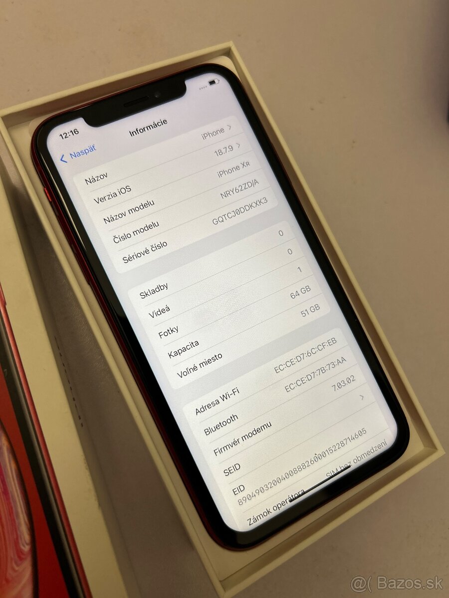 iPhone XR 64GB Red - 100% batéria - 5