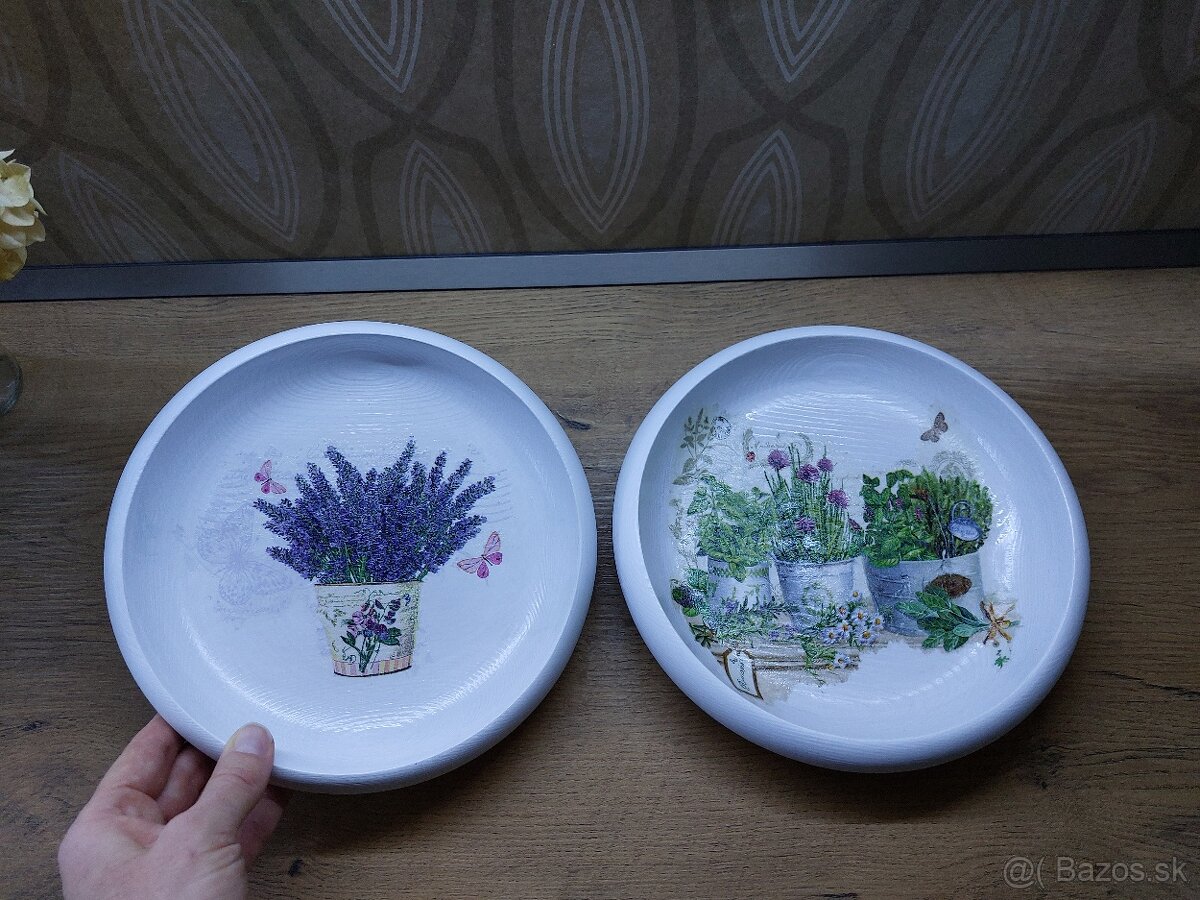 Drevená miska biela, patinovaná - 5