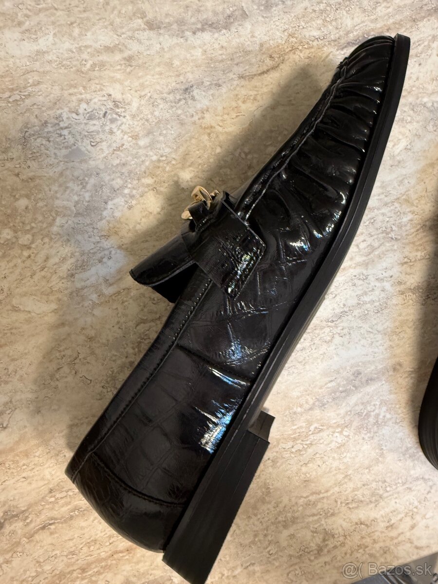 Kožené lakované poltopánky - 5