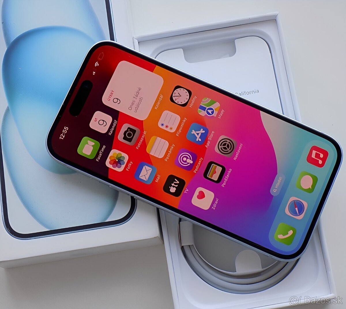 iPhone 15 Blue BATERIE 100% TOP - 5