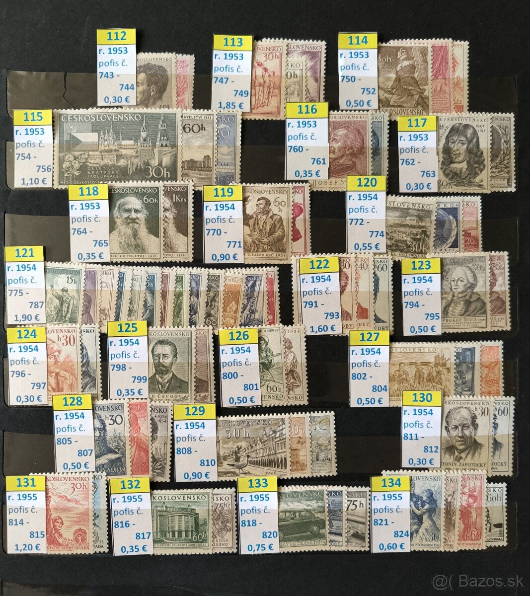 Poštové znánky Československo - série čisté / 1 - 5