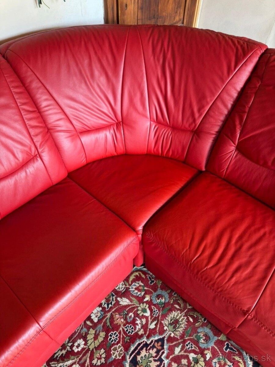 Rohová rozkládací kožená sedací souprava, 4671 - 5