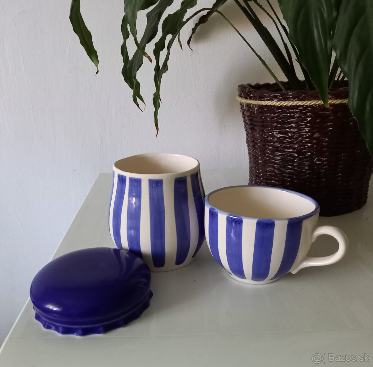 ručne maľovaná keramika modrá - 5