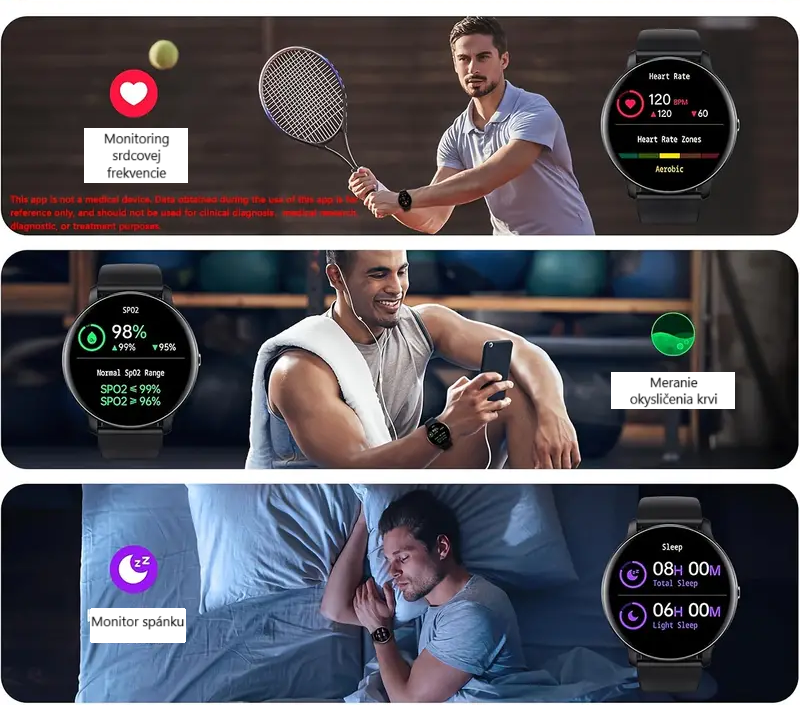 Fitness smart hodinky okrúhle, možnosť volania - 5