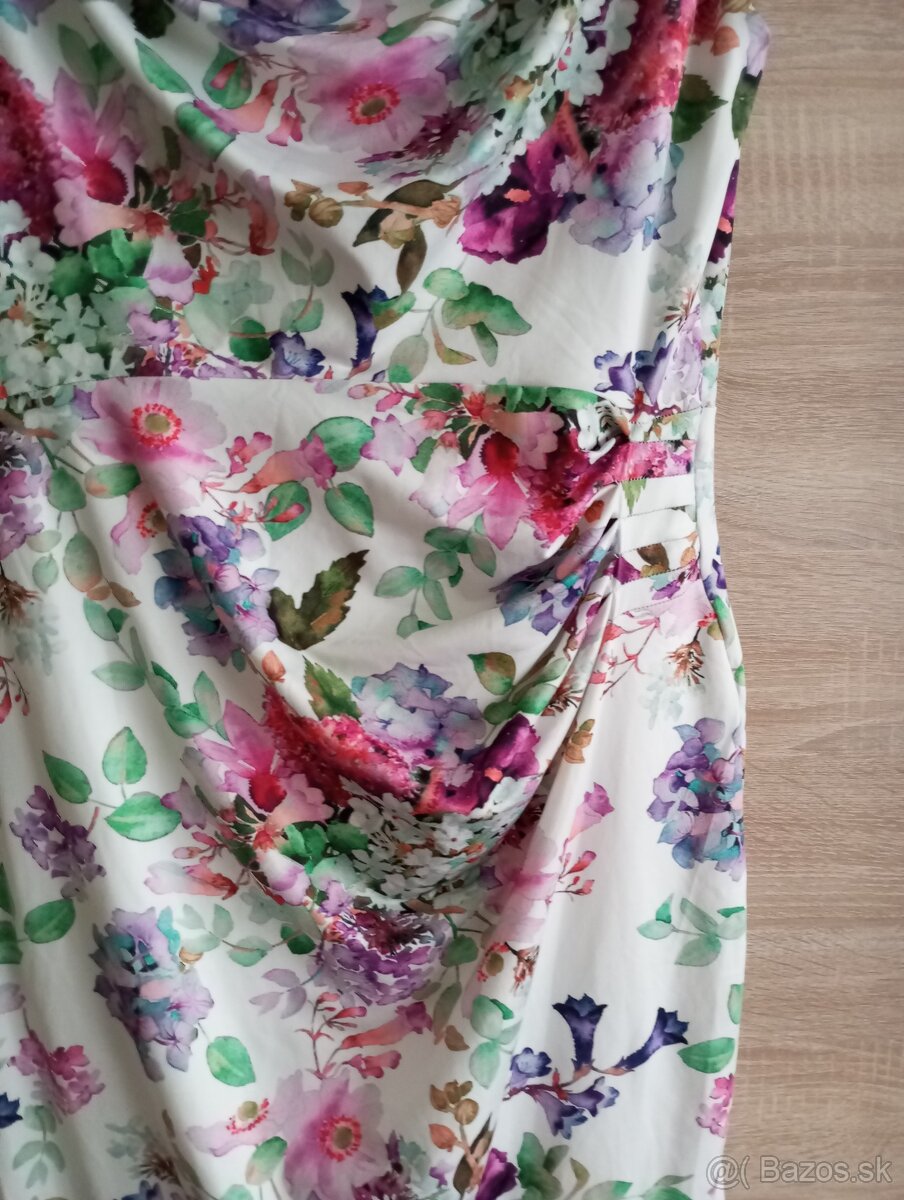Spoločenské šaty biele s kvetmi L/xl - 5