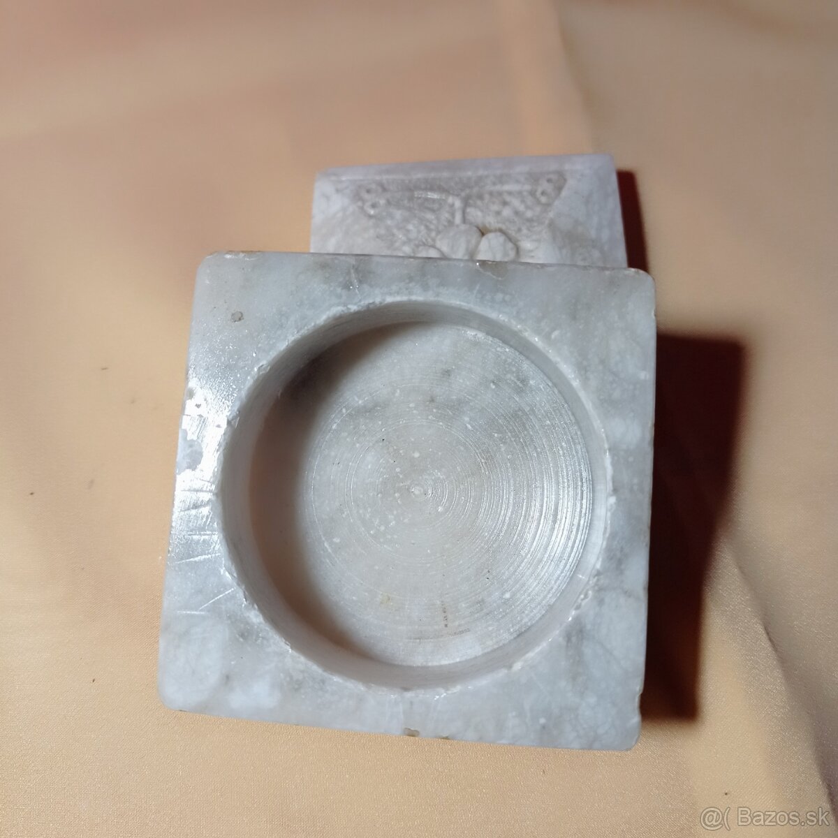 mramorová dózička, šperkovnica - starožitnosť - 5