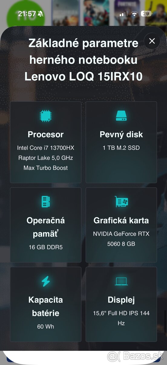 Lenovo LOQ 15IRX10 i7 rtx5060 - 5