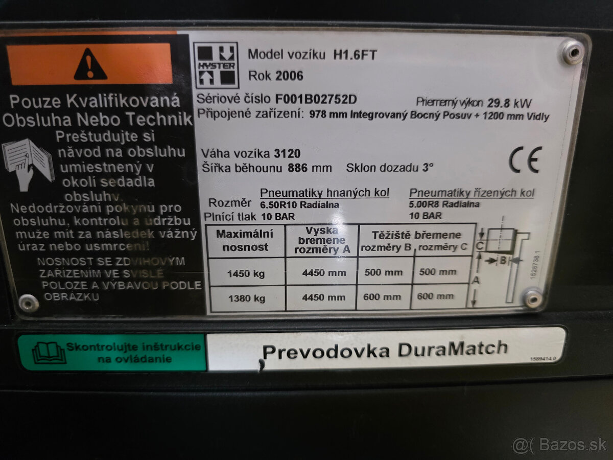 Vysokozdvižný vozík Hyster H 1,6 FT / LPG - - 5