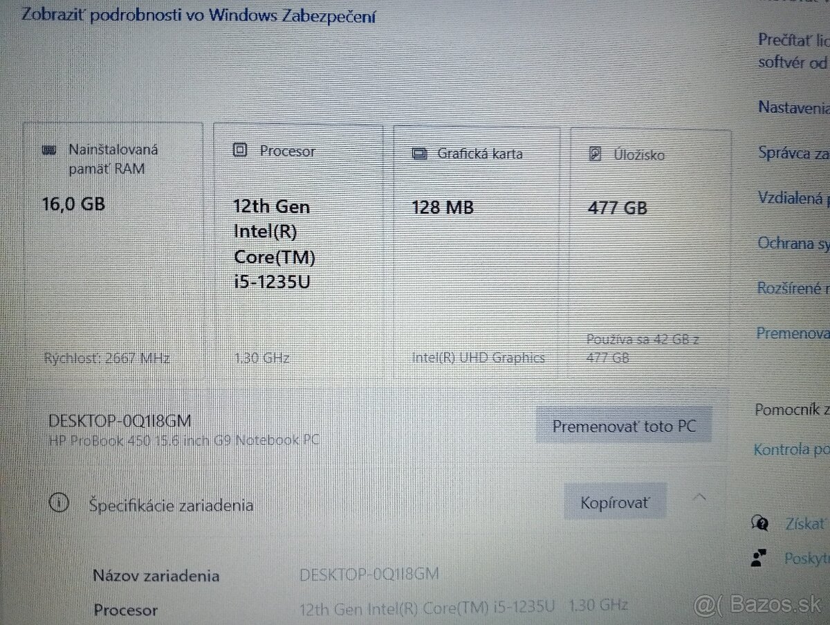 predám základnú dosku pre notebook Hp probook 450 G9 - 5