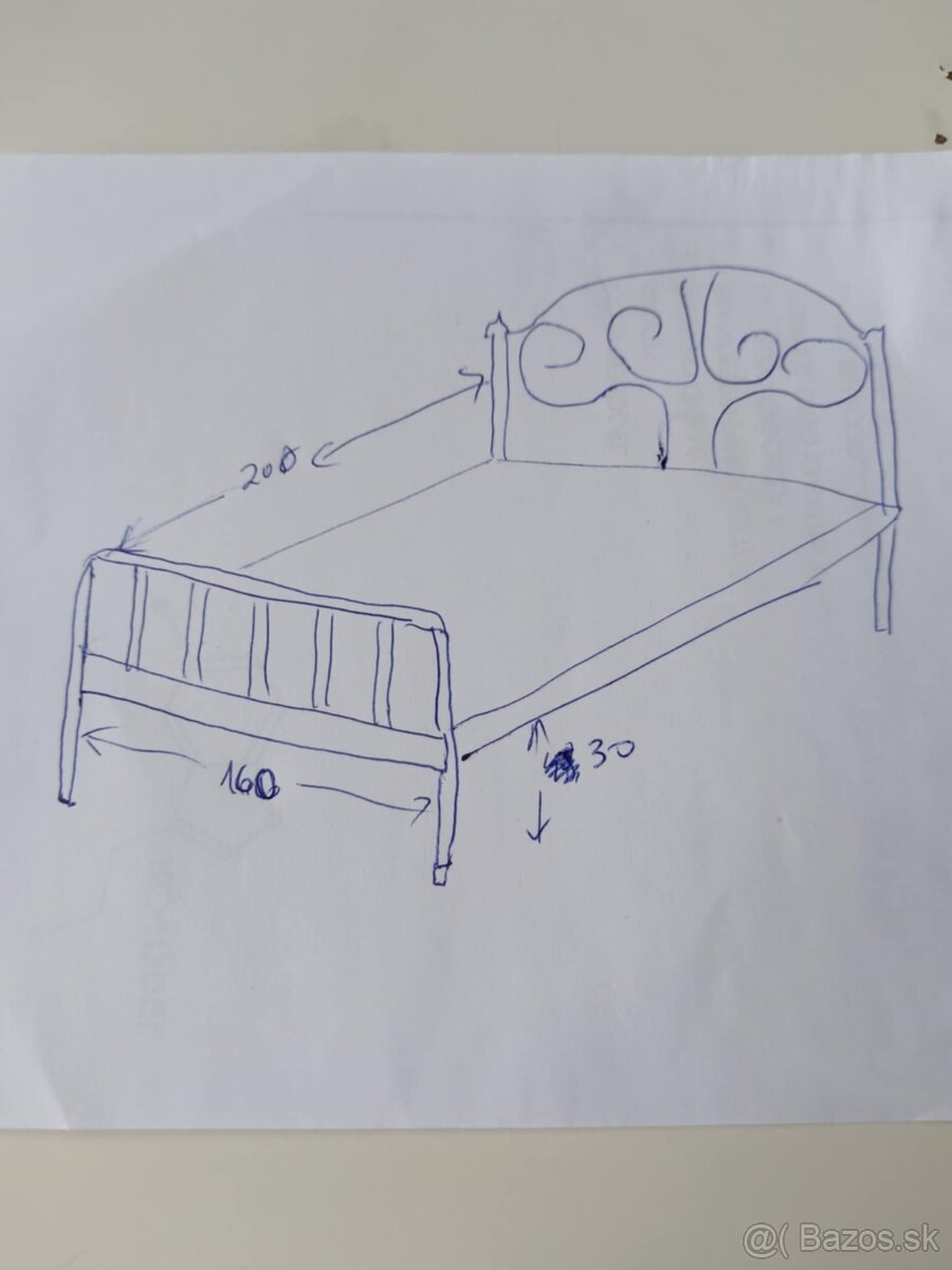 Predám kovovú manželskú romantickú posteľ (biela) - 5