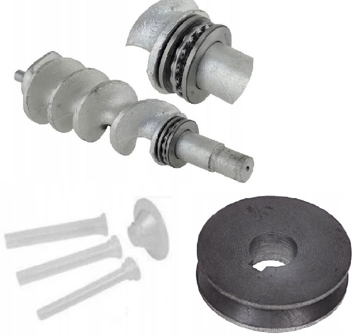 Kolový mlynček na mäso 32 5x šajby + remenica na el. motor - 5