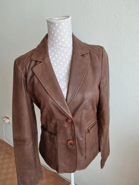 nové hnedé kožené sako Comma v. 38 - 5