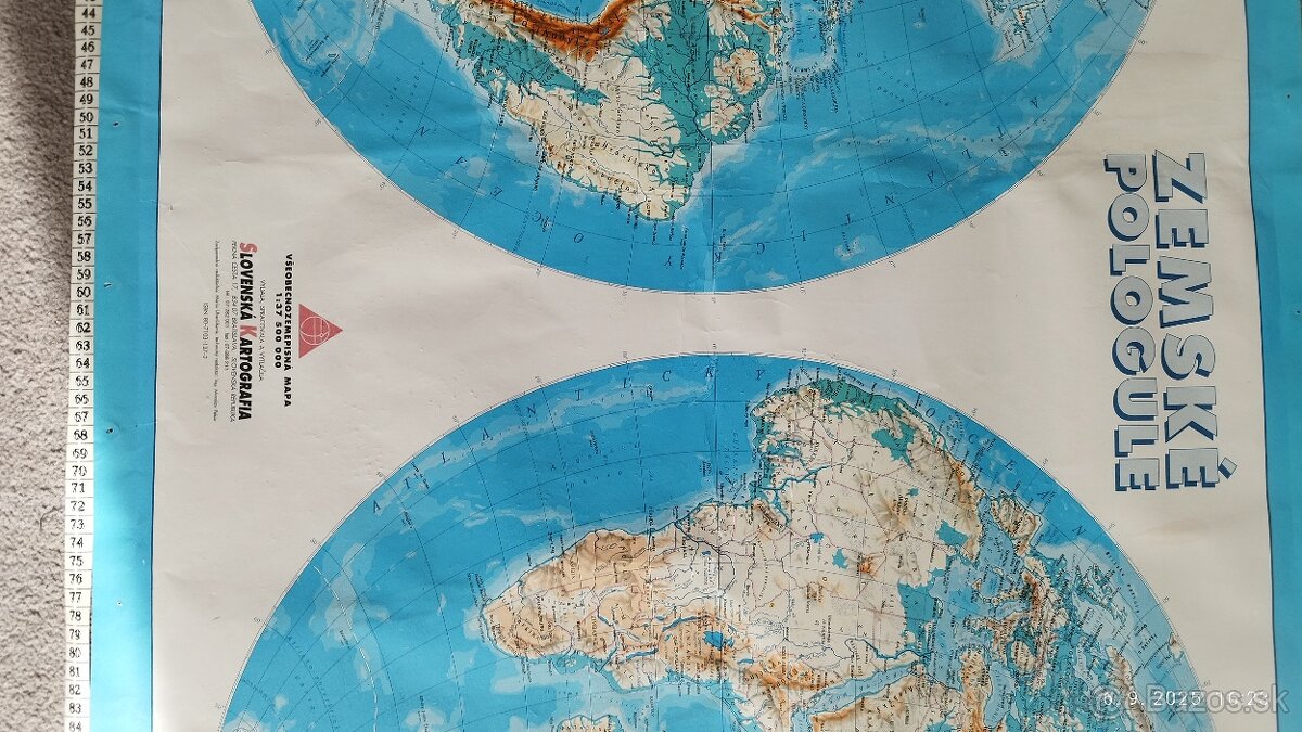 Retro mapa Zemské pologule – zberateľská rarita Predám veľ - 5