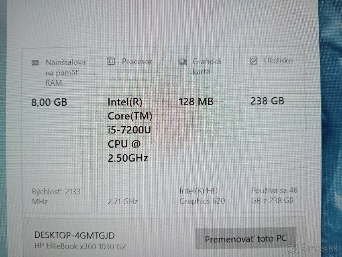 Hp elitebook x360 1030 g2 + Intel core i5 + 8gb ram + Win10 - 5