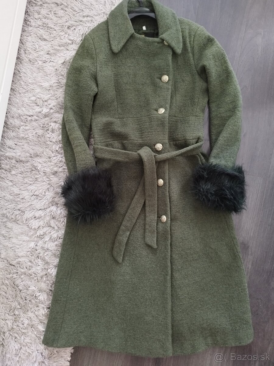 Dámsky dlhý vlnený kabát XL/42.Poštovné v cene - 5