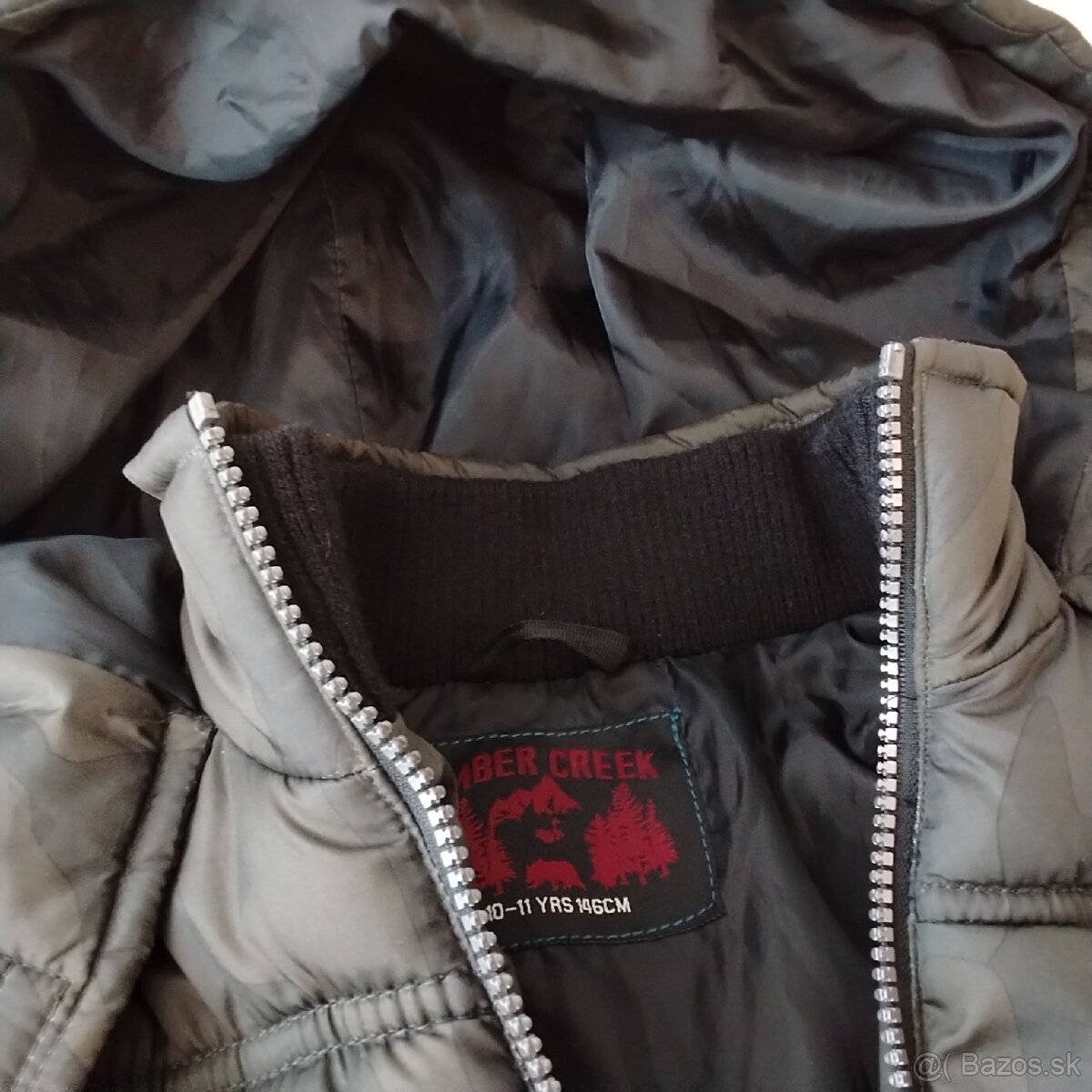 Teplá maskáčová hybridná army puffer bunda/vesta s kapucňou - 5