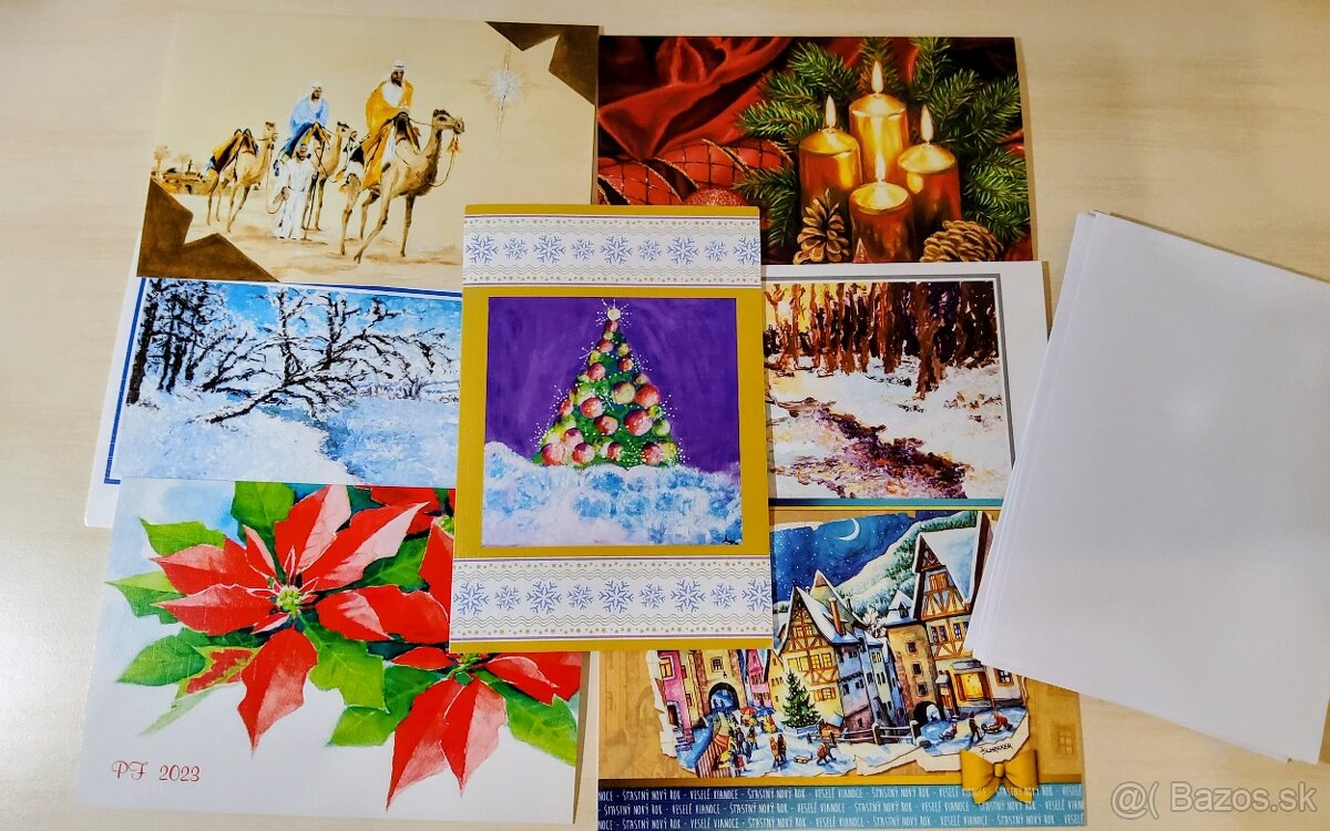 Vianocné pozdravy +obálky 5x 7 kusov - 5