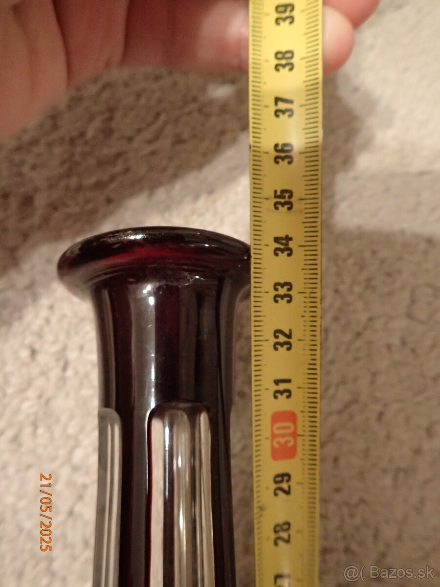 Rubínové sklo váza 34cm - 5