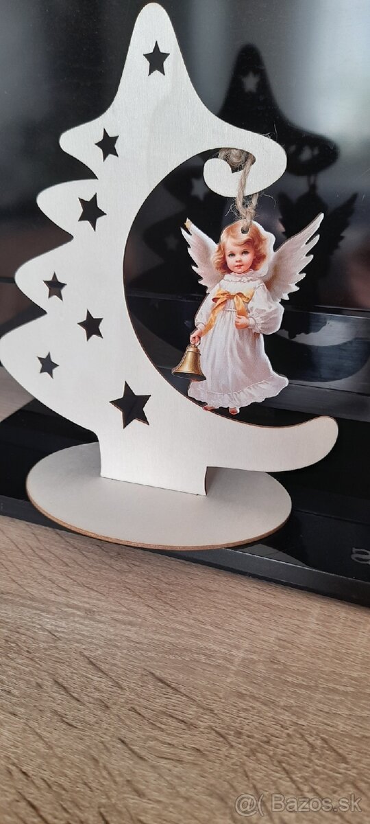 Vianočné drevené stromčeky, ozdoby - 5